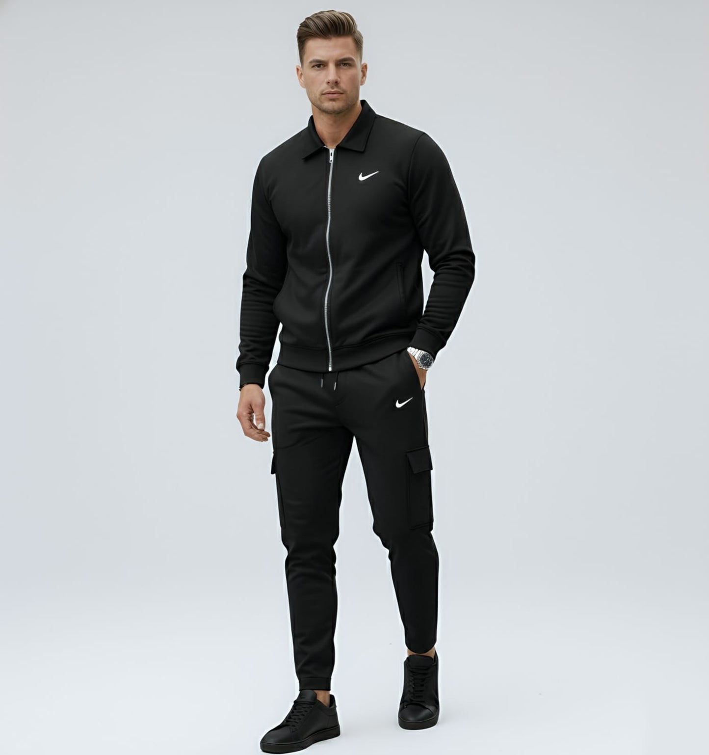 Suede Scuba China imported Tracksuit Black Color-320 GSM HM Garments