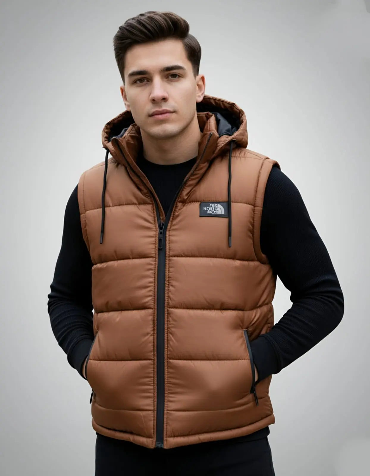 Copper Brown Puffer Jacket for Men