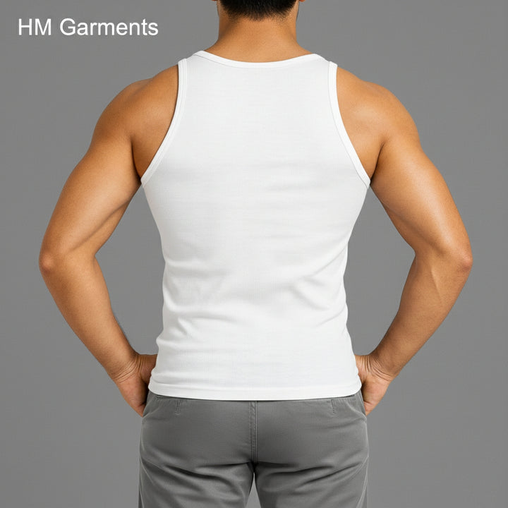 Premium White Sleeveless Vest (Pack of 3) - 100% Cotton | HM Garments Store
