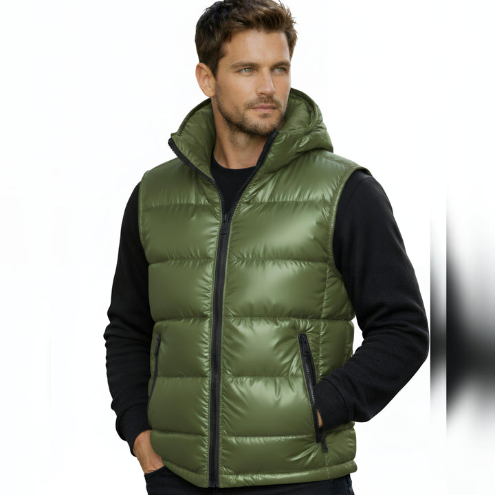 Premium Rubber Gold Puffer Jacket with Detachable Hood | HM Garments