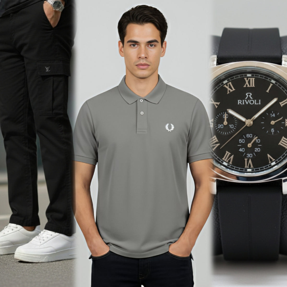 Exclusive Eid Bundle: T-Shirt, 6-Pocket Cargo & Luxury Watch - HM Garments