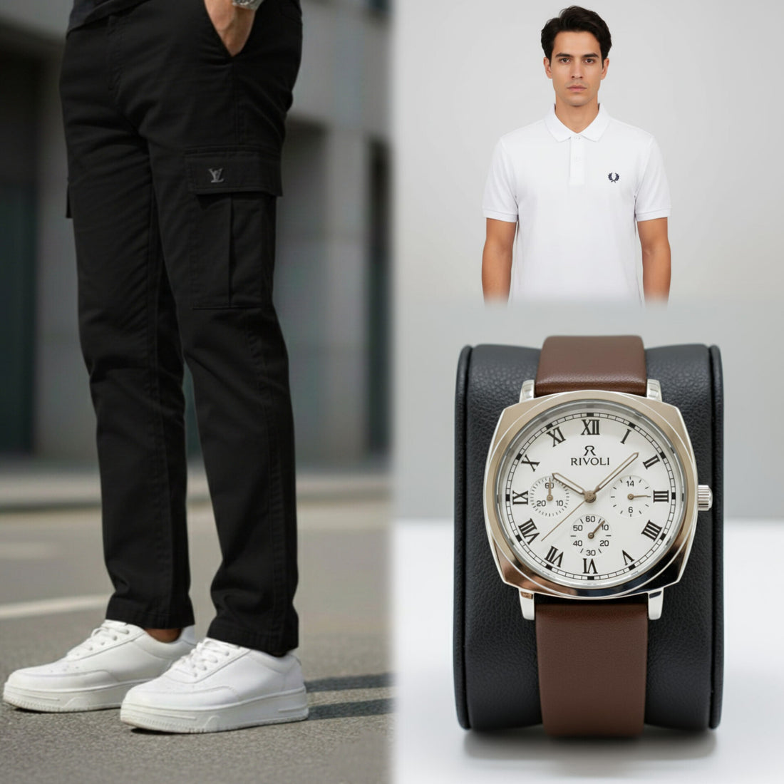 Exclusive Eid Bundle: T-Shirt, 6-Pocket Cargo & Luxury Watch - HM Garments