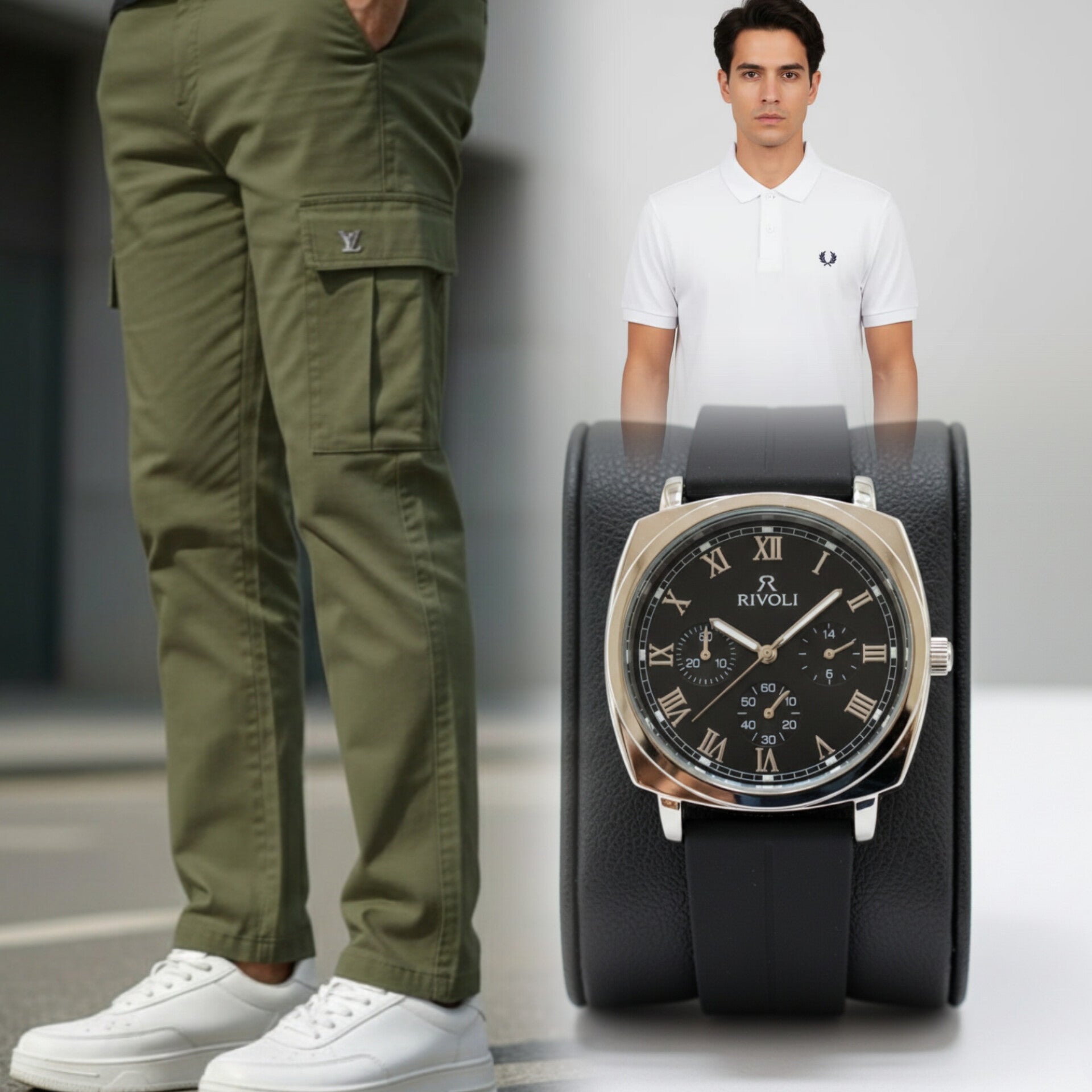 Exclusive Eid Bundle: T-Shirt, 6-Pocket Cargo & Luxury Watch - HM Garments