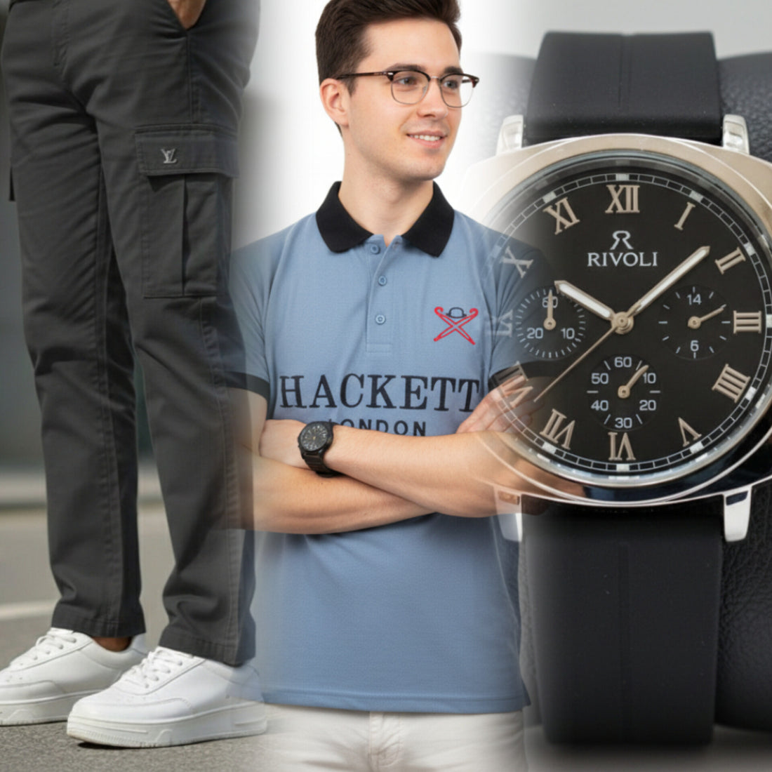 Exclusive Eid Bundle: T-Shirt, 6-Pocket Cargo & Luxury Watch - HM Garments