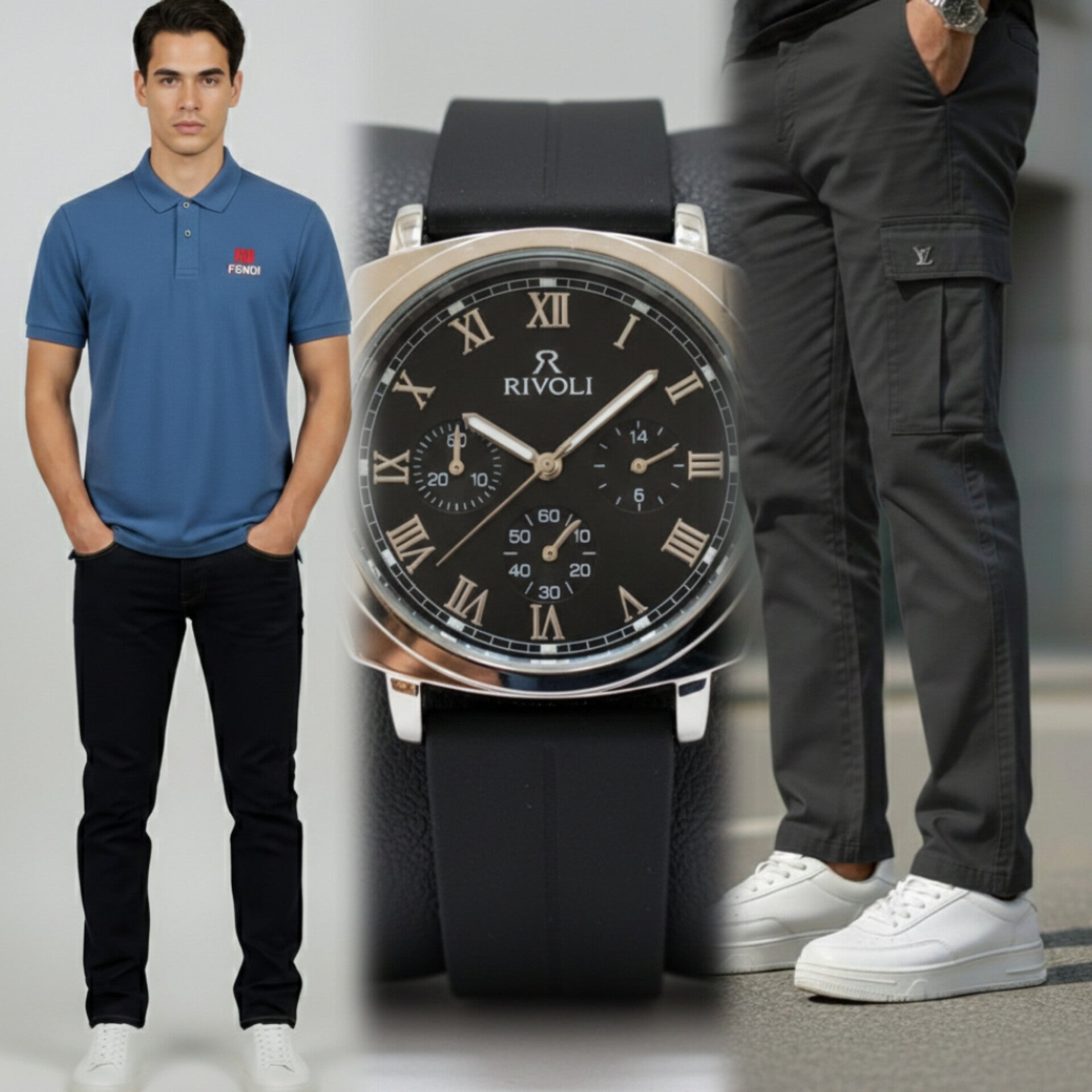 Exclusive Eid Bundle: T-Shirt, 6-Pocket Cargo & Luxury Watch - HM Garments