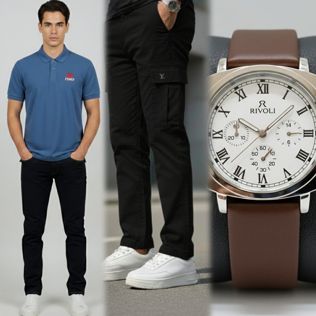 Exclusive Eid Bundle: T-Shirt, 6-Pocket Cargo & Luxury Watch - HM Garments