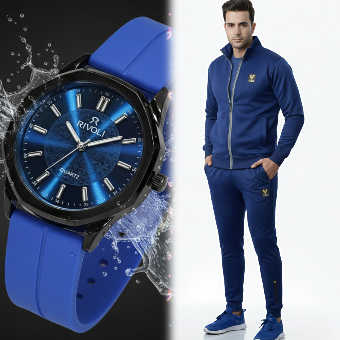 Pro-Athlete Eid Bundle: Sweat-Wicking Tracksuit & Rivoli Magnet Watch