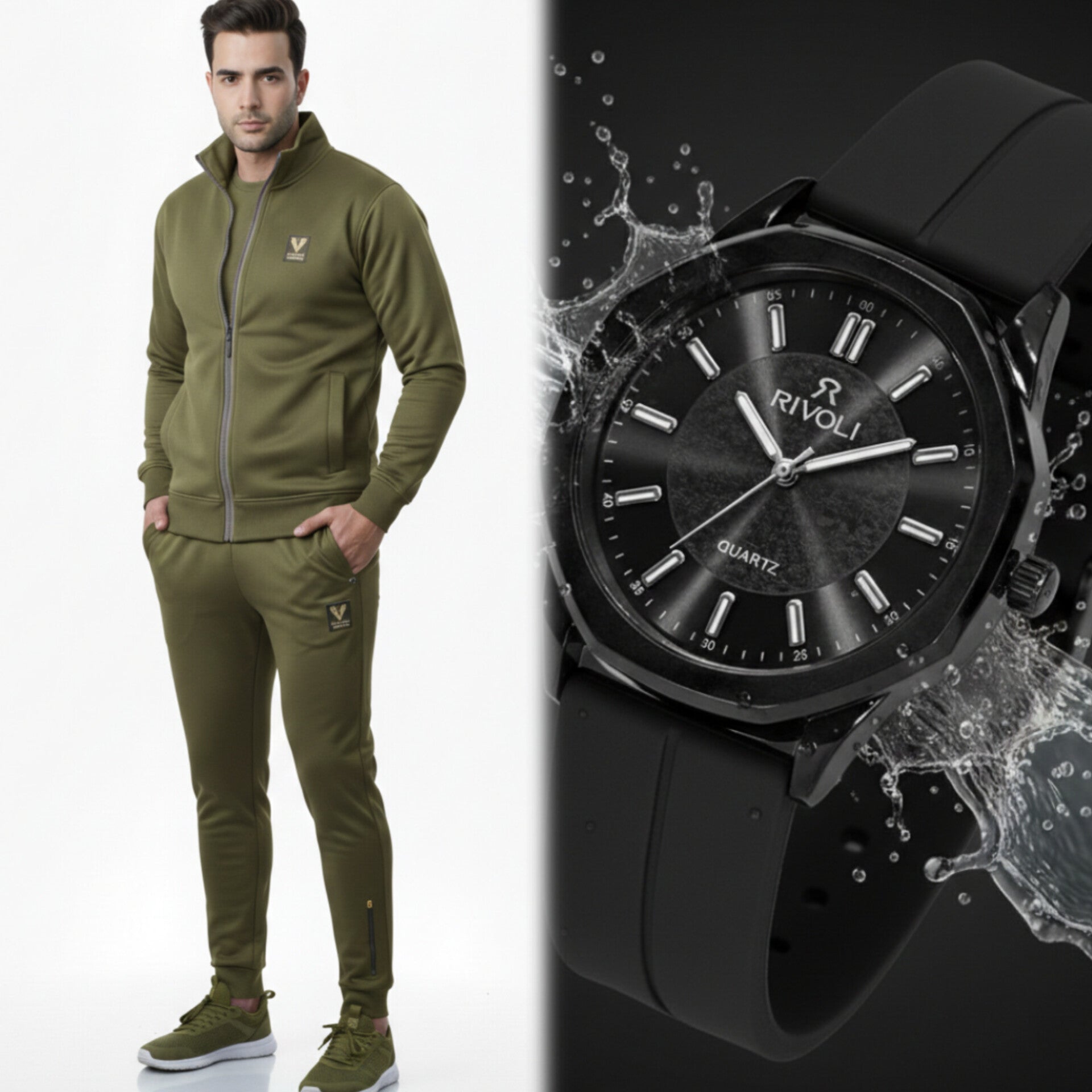 Pro-Athlete Eid Bundle: Sweat-Wicking Tracksuit & Rivoli Magnet Watch