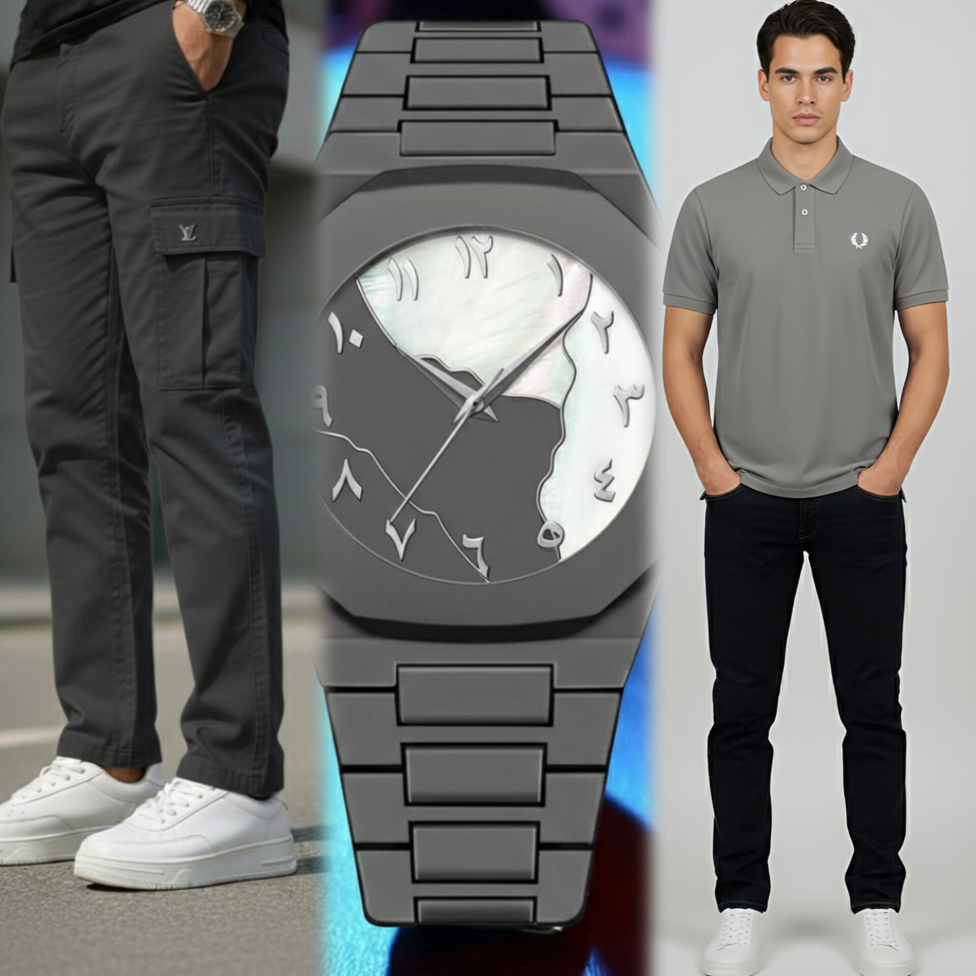 Exclusive Eid Bundle: T-Shirt, 6-Pocket Cargo & Luxury Watch - HM Garments