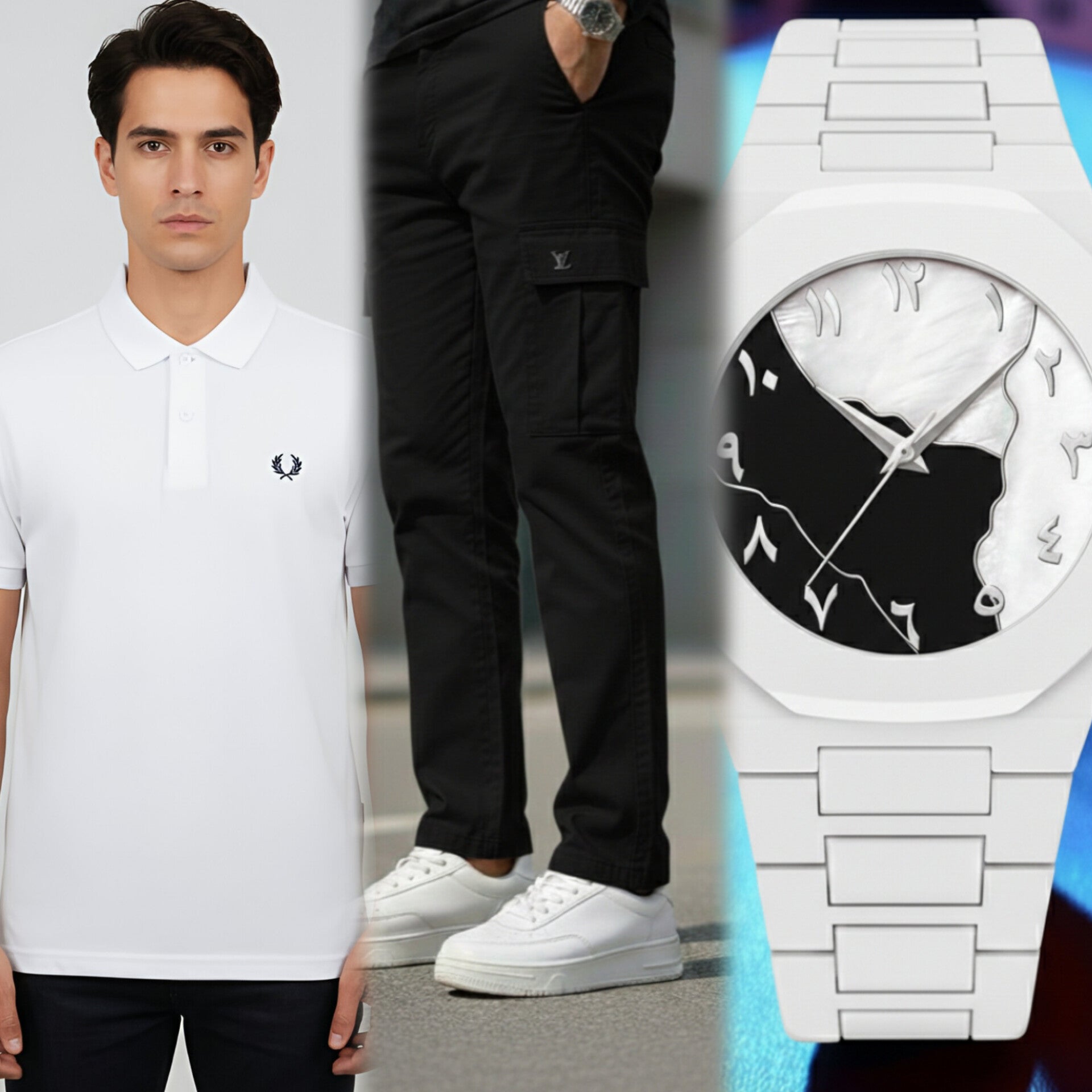 Exclusive Eid Bundle: T-Shirt, 6-Pocket Cargo & Luxury Watch - HM Garments