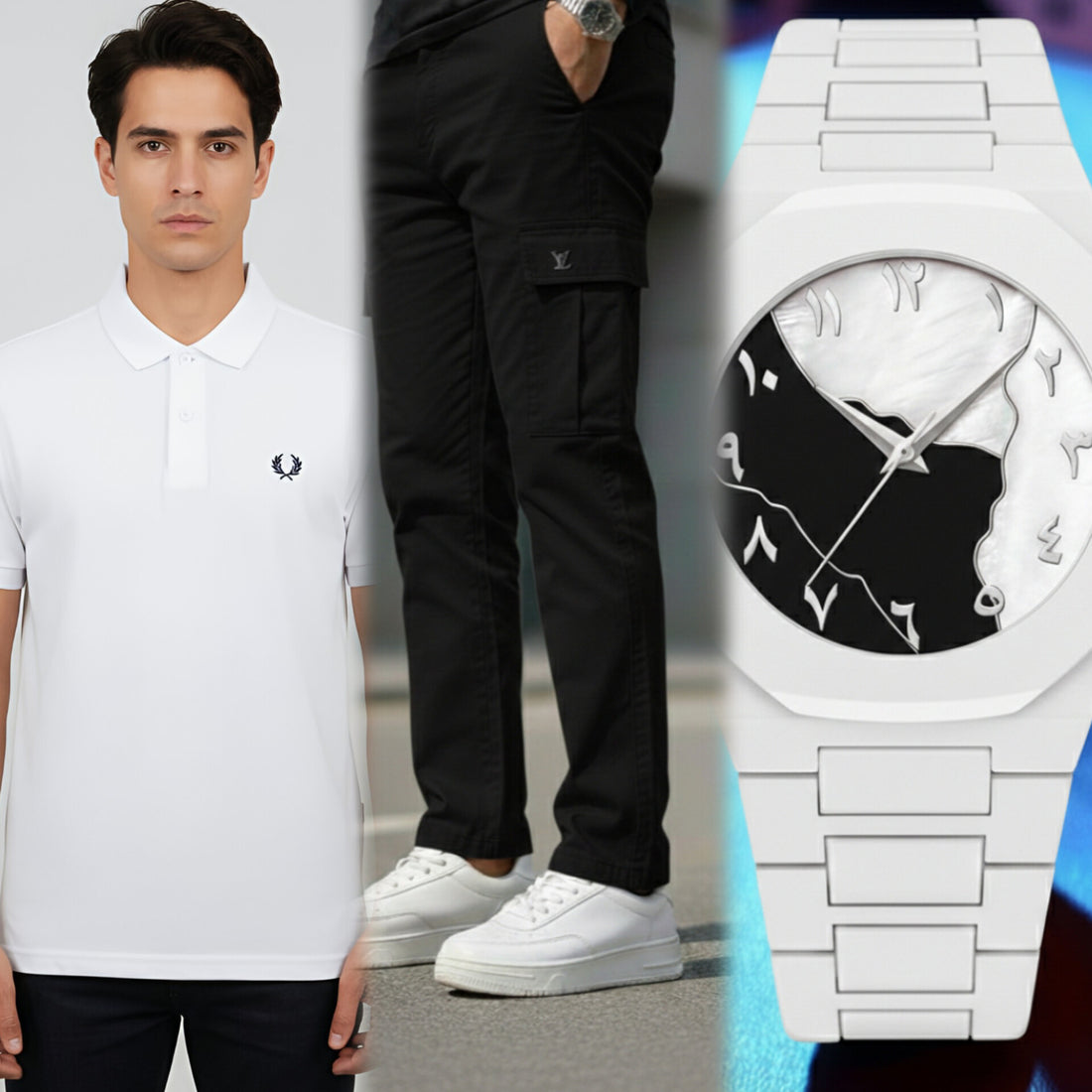 Exclusive Eid Bundle: T-Shirt, 6-Pocket Cargo & Luxury Watch - HM Garments