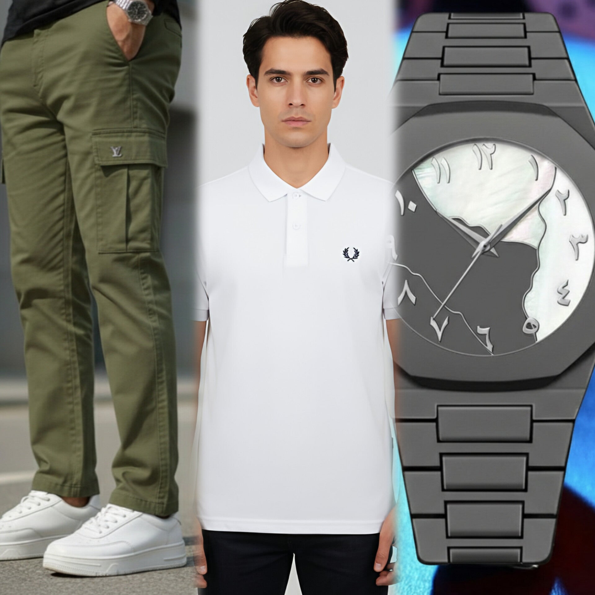 Exclusive Eid Bundle: T-Shirt, 6-Pocket Cargo & Luxury Watch - HM Garments