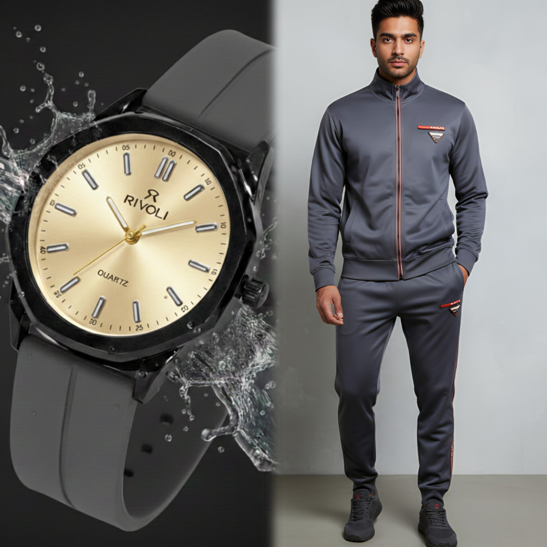 Pro-Athlete Eid Bundle: Sweat-Wicking Tracksuit & Rivoli Magnet Watch