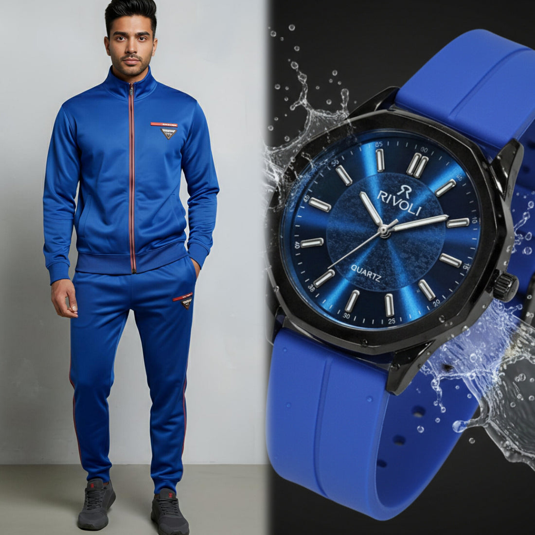 Pro-Athlete Eid Bundle: Sweat-Wicking Tracksuit & Rivoli Magnet Watch