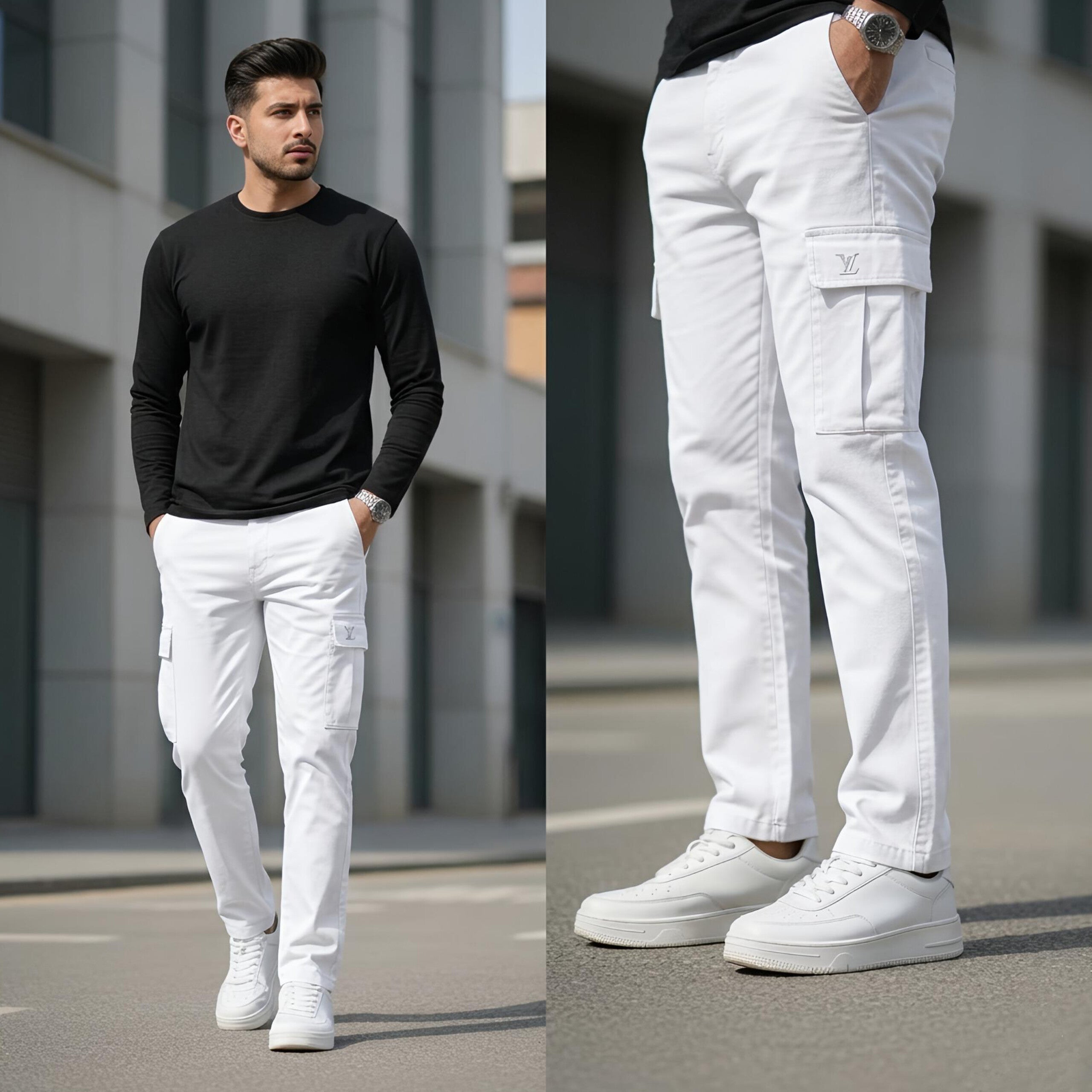 Premium 6-Pocket Cotton Lycra Cargo Trousers slim Fit | HM Garments