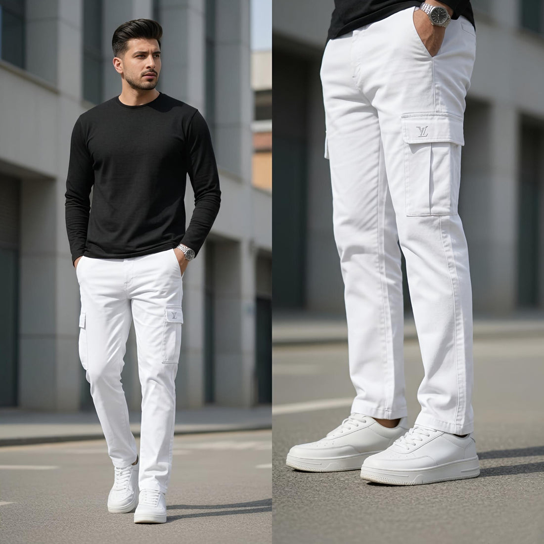 Premium 6-Pocket Cotton Lycra Cargo Trousers slim Fit | HM Garments