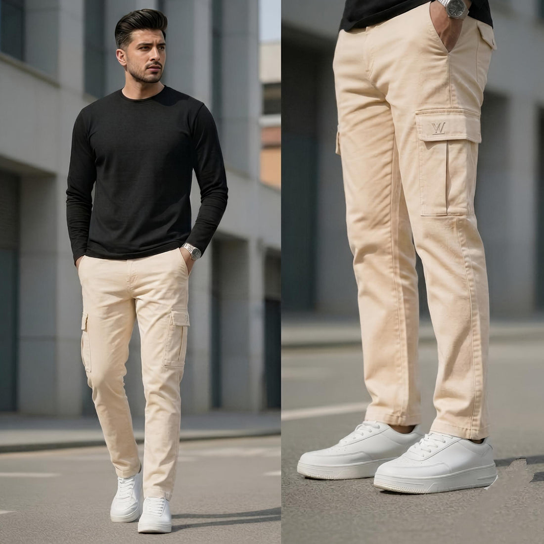 Premium 6-Pocket Cotton Lycra Cargo Trousers slim Fit | HM Garments
