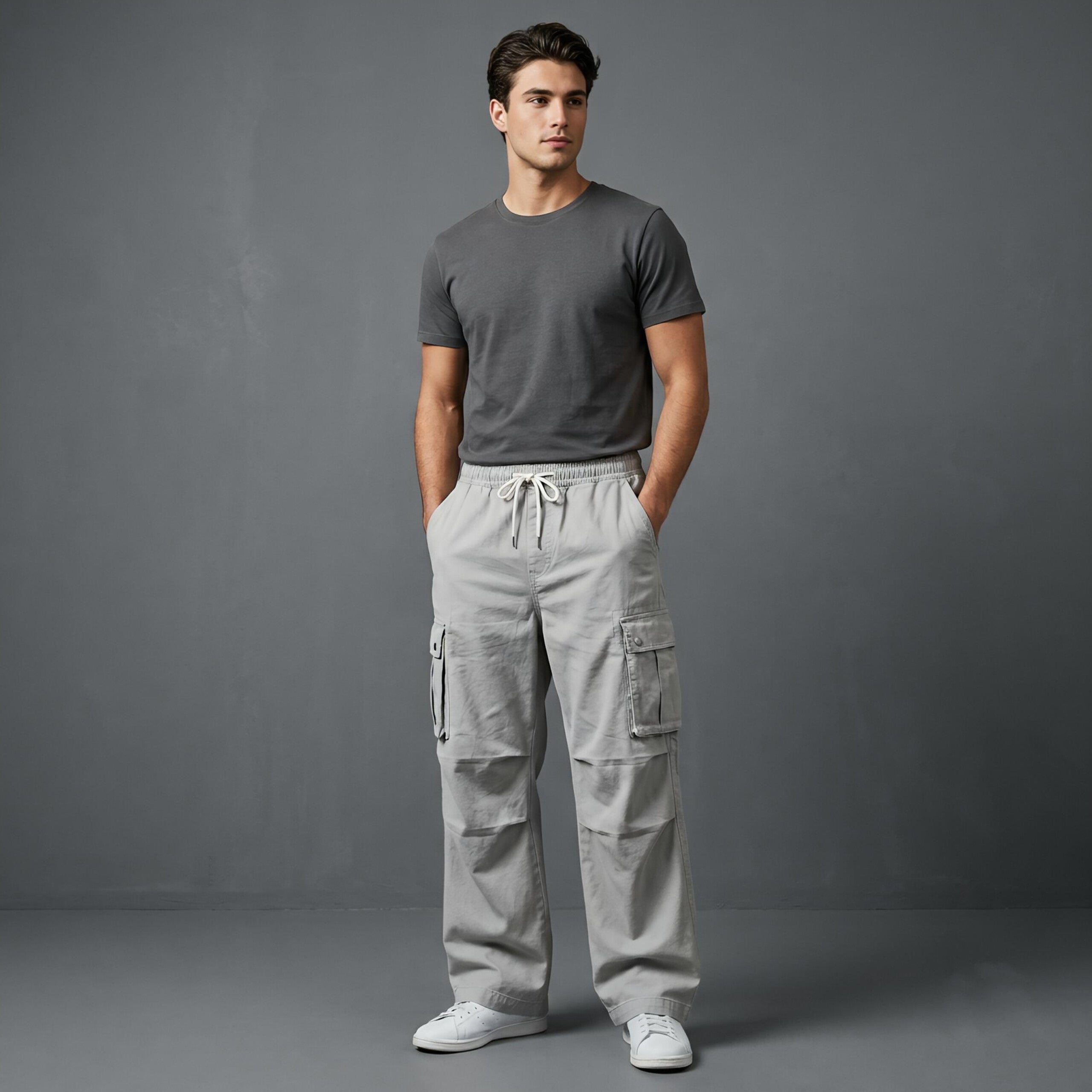 Premium Cotton Polyester Baggy Cargo Trousers for Men | HM Store