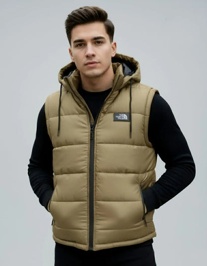 Light Khaki Puffer Jacket for Men