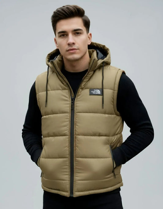 Light Khaki Puffer Jacket for Men