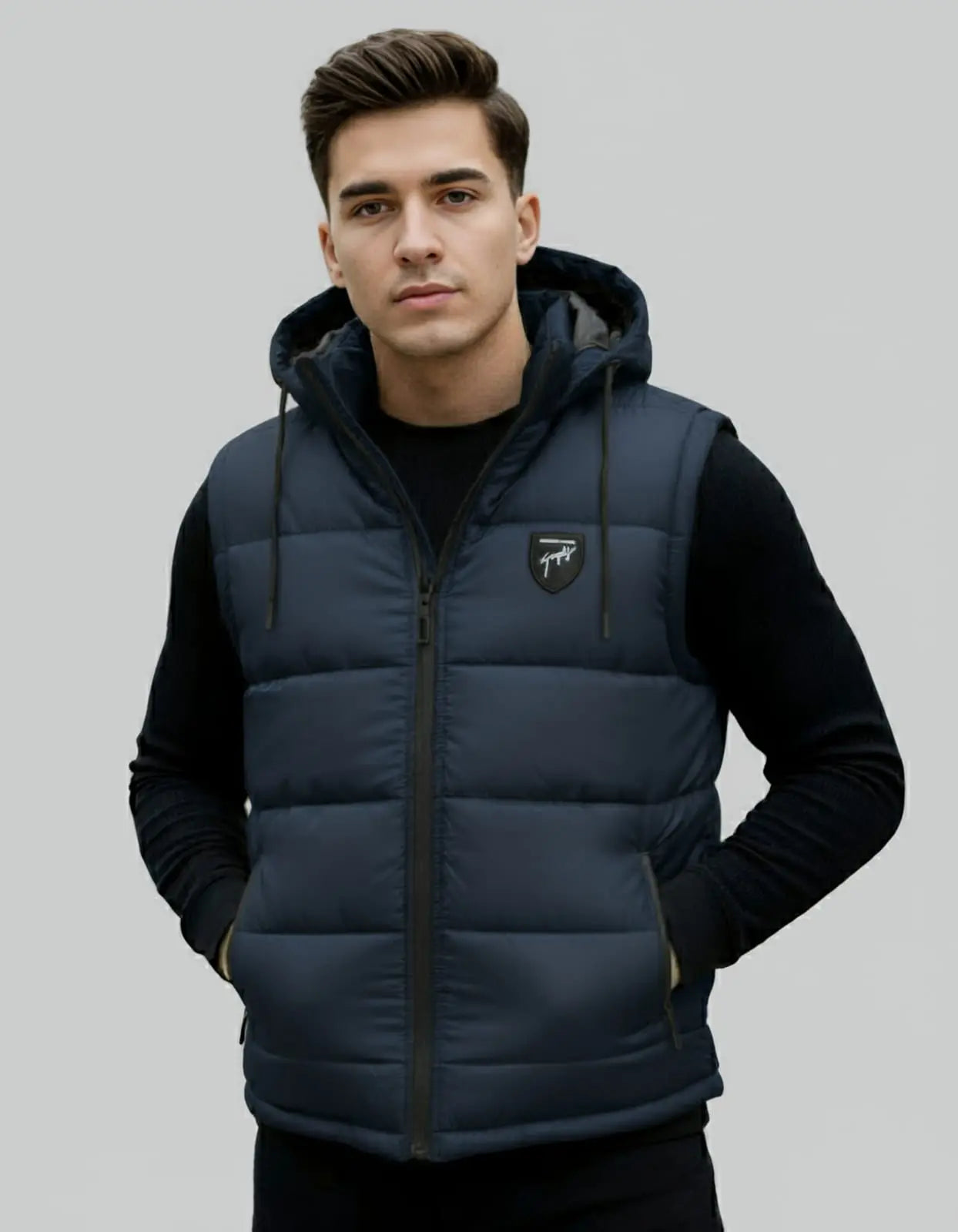 Navy Blue Puffer Jacket for Men
