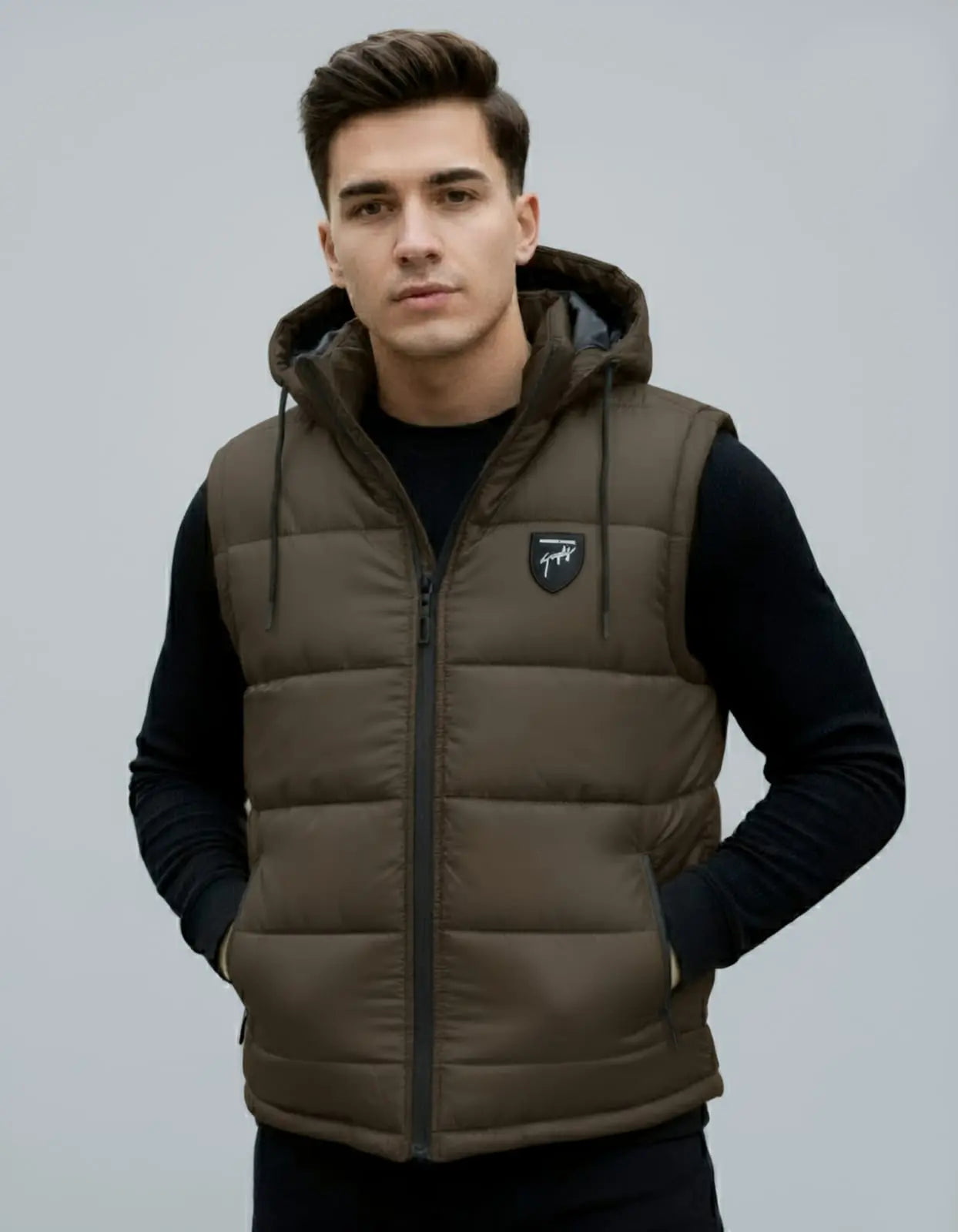 Olive Brown Puffer Jacket for Men