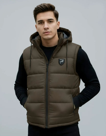 Olive Brown Puffer Jacket for Men