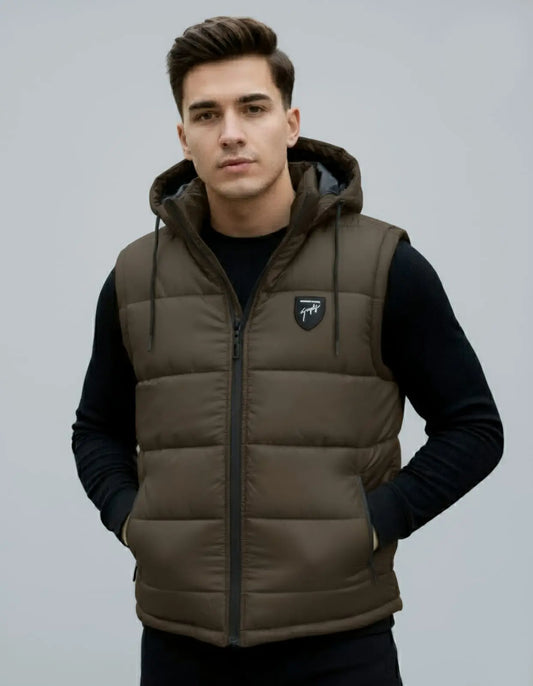 Olive Brown Puffer Jacket for Men