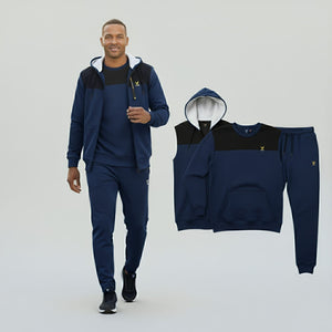 Blue Micro Fleece Three Piece (Sweat Shirt, Jacket , Trouser) Tracksuit HM Garments