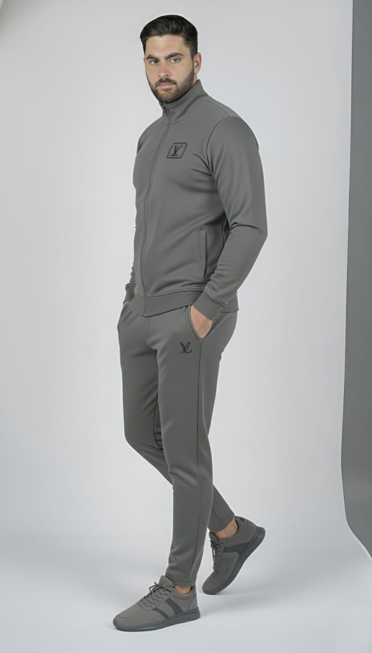 Wrinkle-Free Gray China Imported Scuba Tracksuit