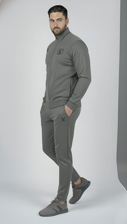 Wrinkle-Free Gray China Imported Scuba Tracksuit