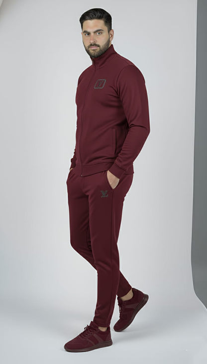 Wrinkle-Free Maroon China Imported Scuba Tracksuit