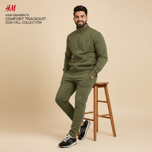 Wrinkle-Free Olive Green China Imported Scuba Tracksuit