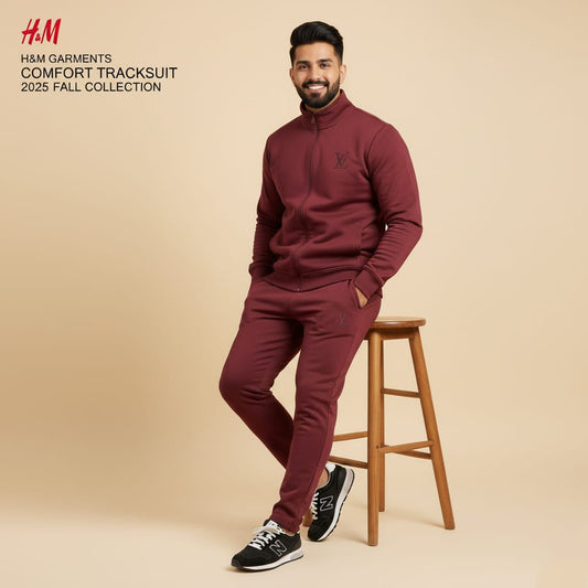 Wrinkle-Free Maroon China Imported Scuba Tracksuit