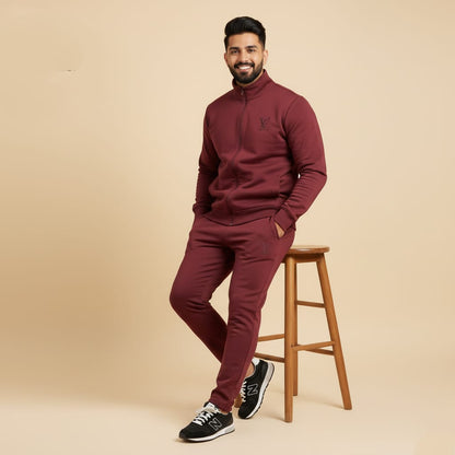 Wrinkle-Free Maroon China Imported Scuba Tracksuit