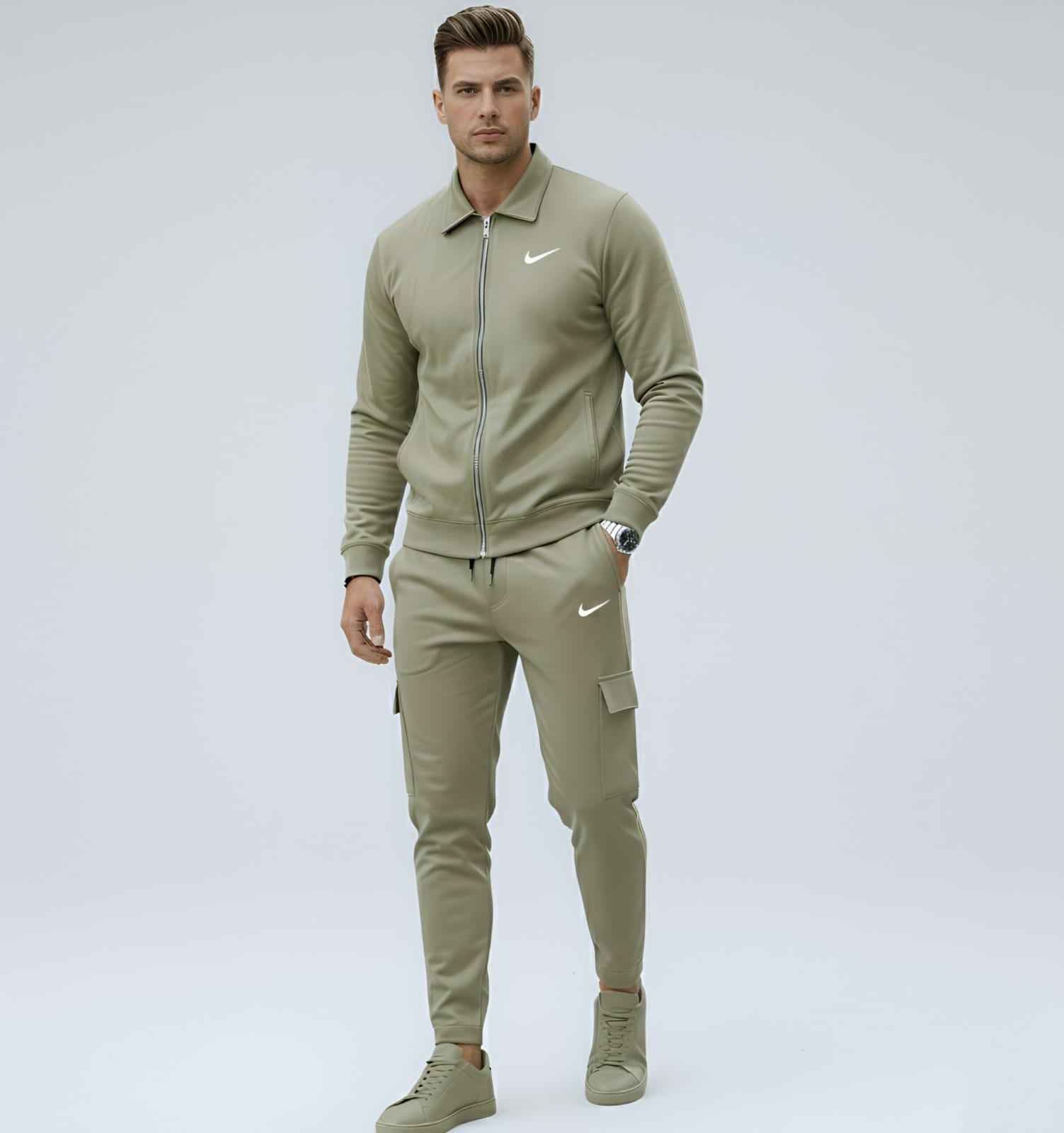Suede Scuba China imported Tracksuit Light Olive-320 GSM HM Garments