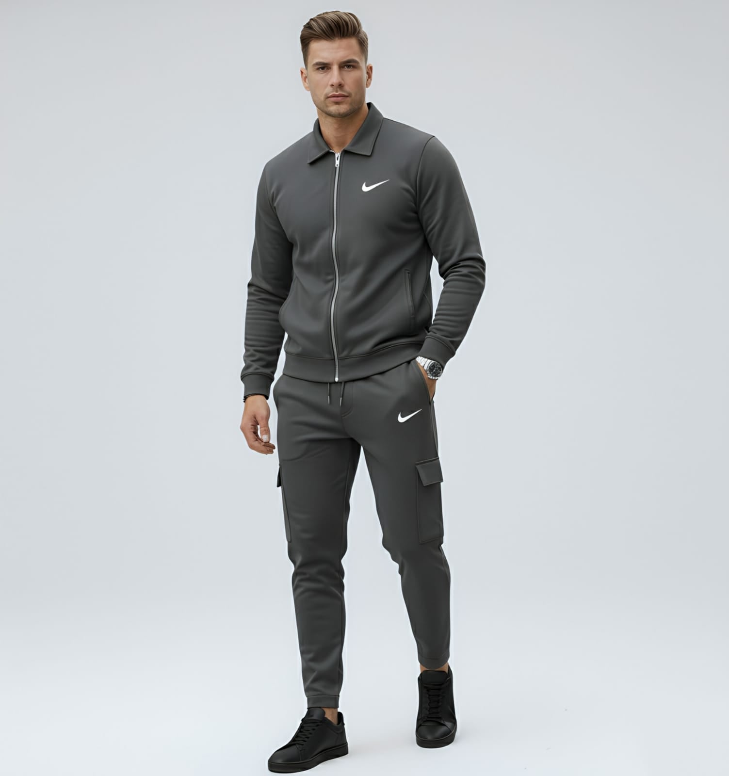 Suede Scuba China imported Tracksuit Gray Color-320 GSM HM Garments